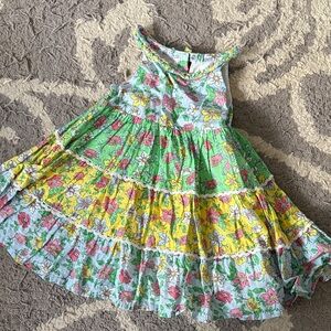 Haute Hippie Kids Floral Dress - Green, Yellow, Pink